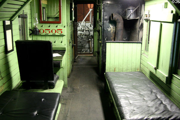 Interior of Denver & Rio Grande caboose #0505 (built in 1880s) at Durango & Silverton Railroad Museum. Durango, CO.