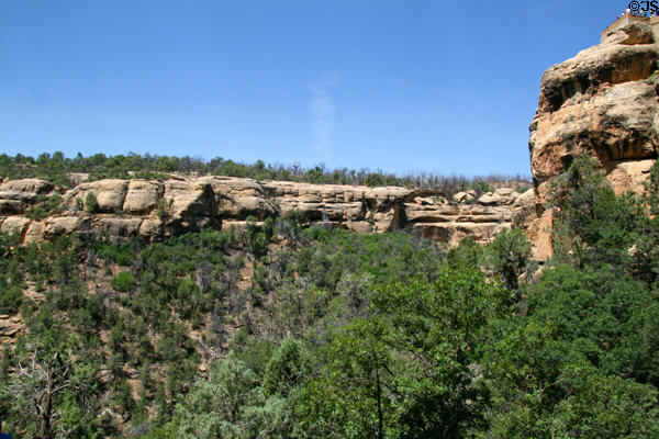 Rock formations which form caves used by early native settlements at Cliff Palace in Mesa Verde National Park. CO.