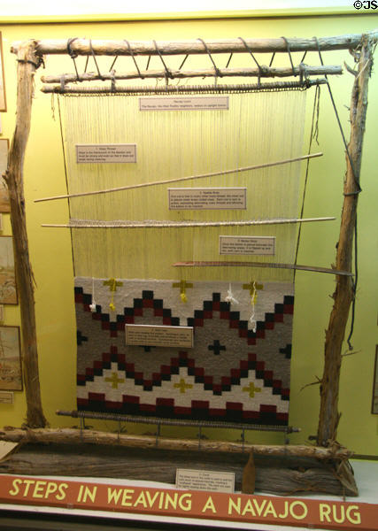 Display on how Navajo rugs were woven at Mesa Verde Museum. CO.
