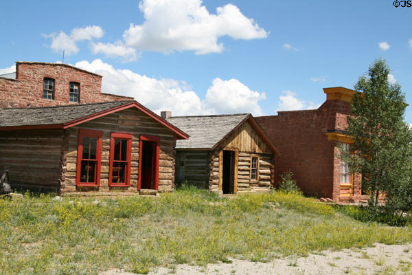 Log Park City Courthouse (1862), Garo Log Cabin & sandstone Summer Saloon (1879) at South Park City. Fairplay, CO.