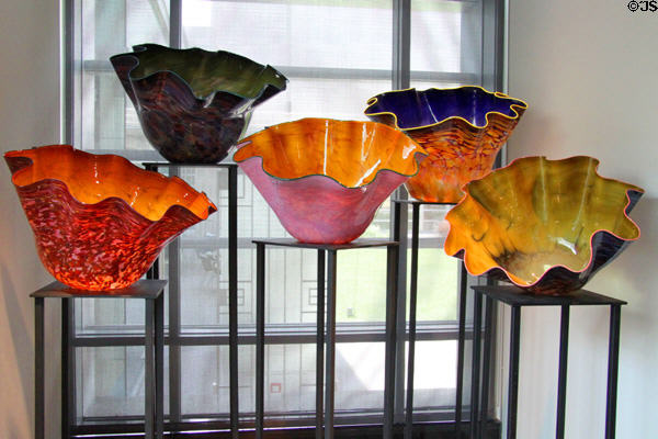 Hand blown glass bowls (1992-2004) by Dale Chihuly at Colorado Springs Fine Arts Center. Colorado Springs, CO.
