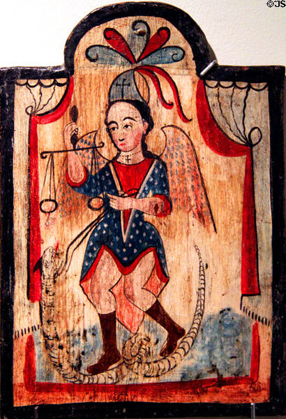San Miguel painting (1820-62) by José Rafael Aragón at Colorado Springs Fine Arts Center. Colorado Springs, CO.