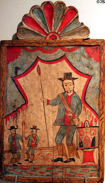 St Longinus painting (c1780-1830) by Truchas Master at Colorado Springs Fine Arts Center. Colorado Springs, CO.