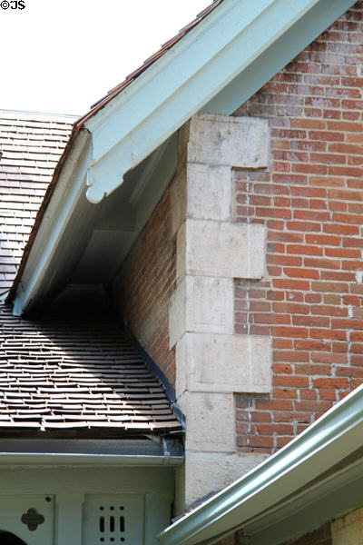 Stone quoins detail on McAllister House Museum. Colorado Springs, CO.