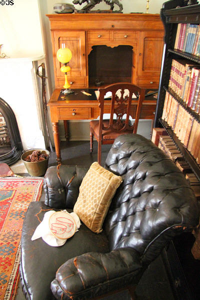 Desk & leather sofa at McAllister House Museum. Colorado Springs, CO.
