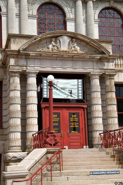 Entrance of Colorado Springs Pioneers Museum. Colorado Springs, CO.