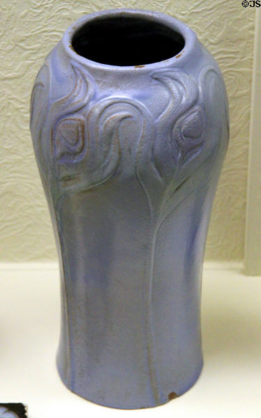 Ceramic vase with flowers by Van Briggle Pottery at Colorado Springs Pioneers Museum. Colorado Springs, CO.