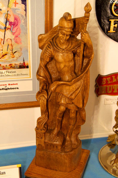 Statue of St Florian, patron saint of firefighters, at Miramont Castle. Manitou Springs, CO.
