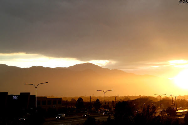 Sunset over Pikes Peak. Colorado Springs, CO.