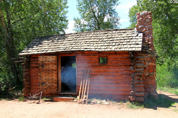 1860's Galloway Homestead log cabin at Rock Ledge Ranch Historic Site. Colorado Springs, CO.