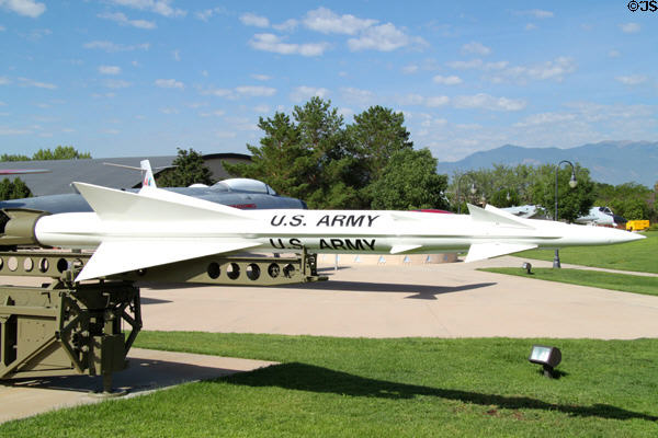 Western Electric MIM-3 Nike Ajax surface-to-air missile (1954) at Peterson Air & Space Museum. Colorado Springs, CO.