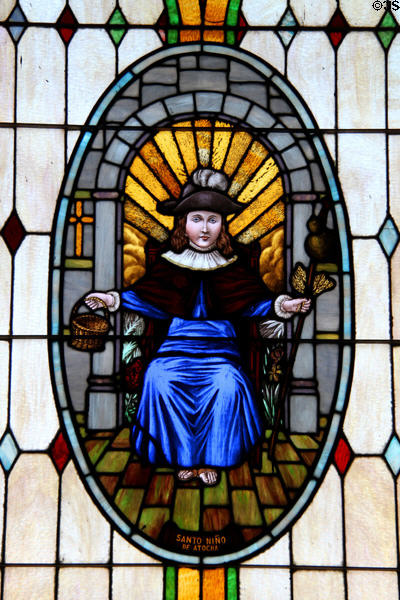 Stained glass window of Santo Niño de Atocha Jose in Our Lady of Guadalupe Church. Antonito, CO.