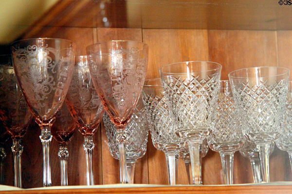 Glass stemware at Rosemount House Museum. Pueblo, CO.