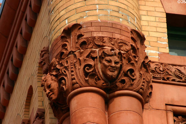Carved faces on Barnum Museum. Bridgeport, CT.