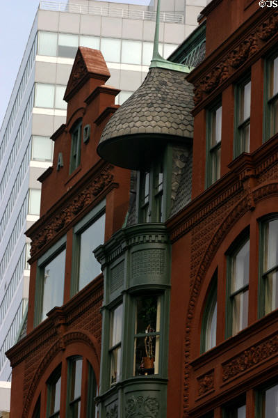 Detail of Victorian building at State St. & Markle Cr. Bridgeport, CT.