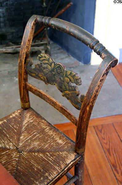 Painted sidechair at Medad Stone Tavern Museum. Guilford, CT.