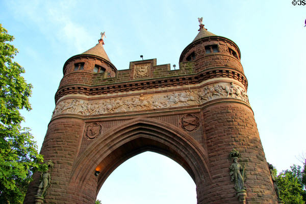 Hartford Soldiers and Sailors Civil War Memorial Arch (1885) in Bushnell Park. Hartford, CT. Style: Gothic. Architect: George Keller.