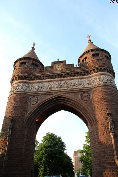 South face of Hartford Soldiers and Sailors Civil War Memorial Arch. Hartford, CT.