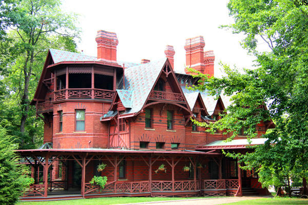 Mark Twain House (1873). Hartford, CT. Architect: Edward Tuckerman Potter. On National Register.