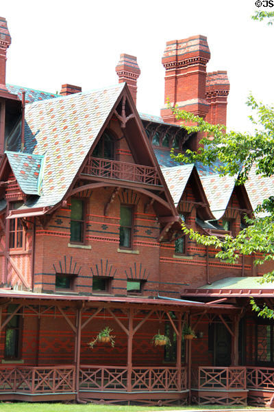 Mark Twain House where Samuel Clemens (1835-1910) wrote several novels under his Mark Twain pen name. Hartford, CT.