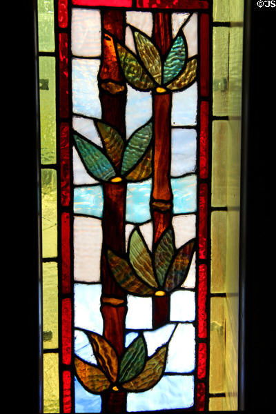 Stained glass windows surrounding front door of Isham-Terry House Museum. Hartford, CT.