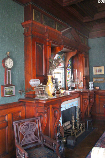 Elaborate woodwork of library at Isham-Terry House Museum. Hartford, CT.