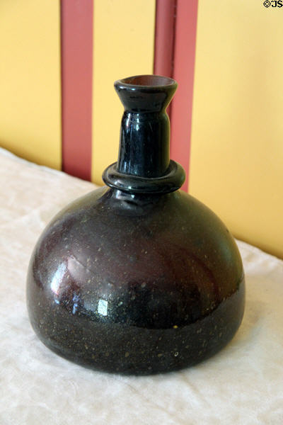 Reproduction blown glass bottle at Noah Webster House. West Hartford, CT.
