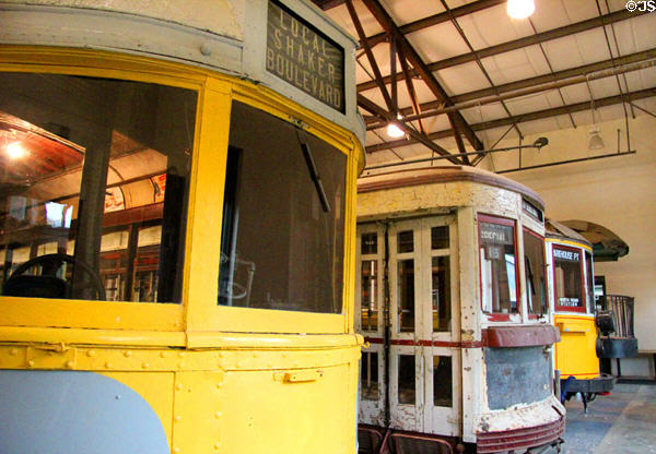 Trolley collection at Connecticut Trolley Museum. East Windsor, CT.