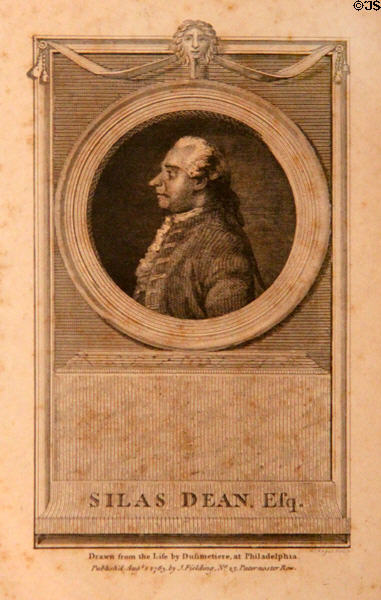 Graphic of Silas Dean (1783) by Ducimetiere (aka Pierre Eugene du Simitiere) of Philadelphia at Silas Deane House. Wethersfield, CT.
