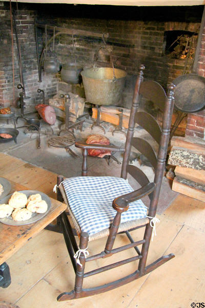 Ladder-back rocking chair in kitchen at Silas Deane House. Wethersfield, CT.