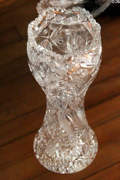 Cut glass vase made in Deep River at Deep River Museum. Deep River, CT.