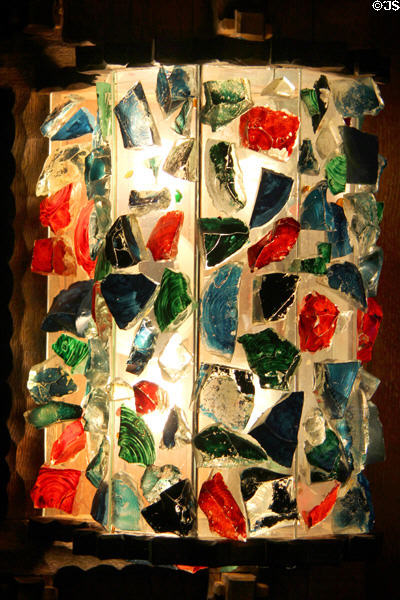 Lamp with embedded chunks of colored glass at Gillette Castle State Park. East Haddam, CT.
