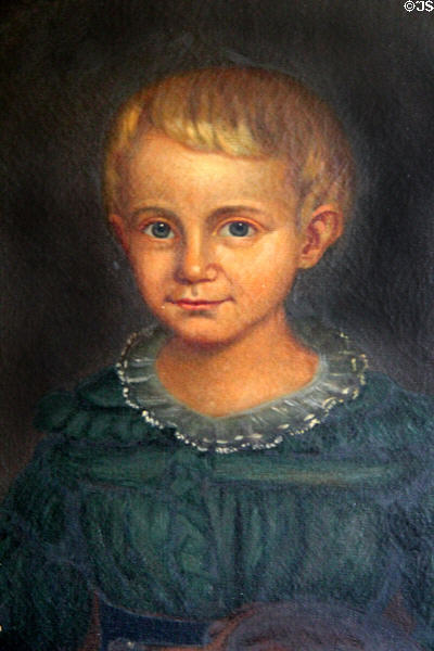 Detail of portrait of Isaac Arnold Jr. at Thankful Arnold House. Haddam, CT.