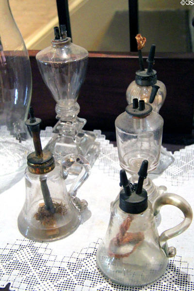 Whale oil lamps at Florence Griswold Museum. Old Lyme, CT.