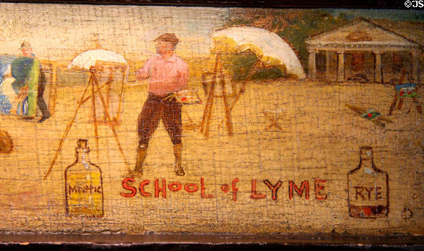 Detail of Fox Chase painting over fireplace by Henry Rankin Poore at Florence Griswold Museum. Old Lyme, CT.