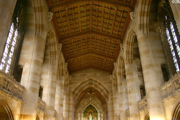 Gothic-style interior of Sterling Memorial Library. New Haven, CT.