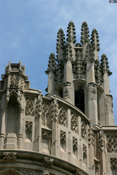 Gothic details with owls on Sterling Law Building. New Haven, CT.