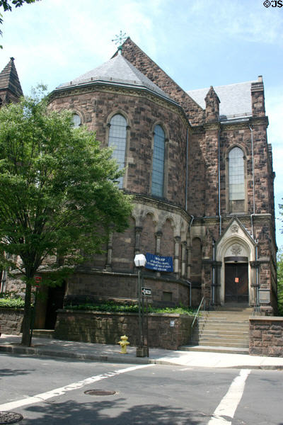 Battel Chapel on northwest corner of the Green. New Haven, CT. Style: Gothic. Architect: Russell Sturgis.