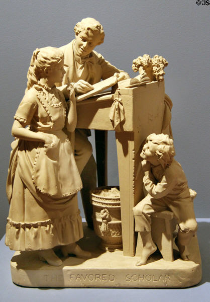 The Favored Scholar sculpture (1873) by John Rogers at Lyman Allyn Art Museum. New London, CT.
