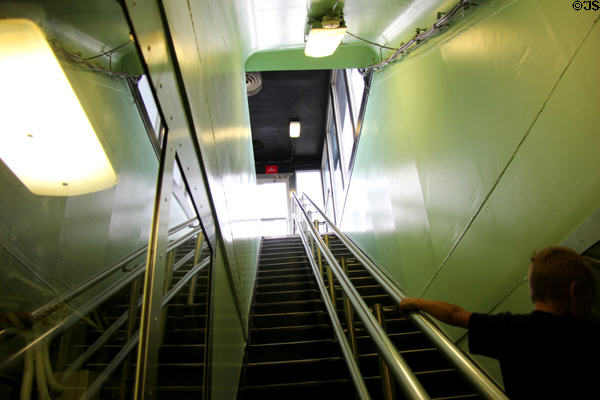 Stairs which bring visitors into USS Nautilus at Submarine Force Museum. Groton, CT.