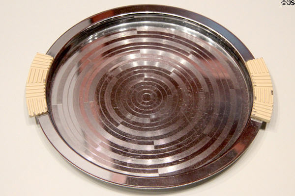 Art Deco metal tray ( 1930s) by Chase Co. of Waterbury, CT at Mattatuck Museum. Waterbury, CT.