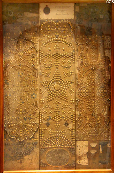 Mounted button boards exhibited at World's Expositions in Philadelphia (1876) & Paris (1878) at Mattatuck Museum. Waterbury, CT.