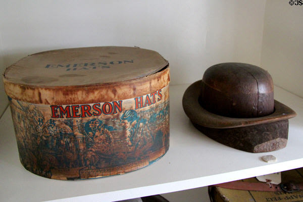 Hat box & hat forming block at Danbury Museum & Historical Society. Danbury, CT.