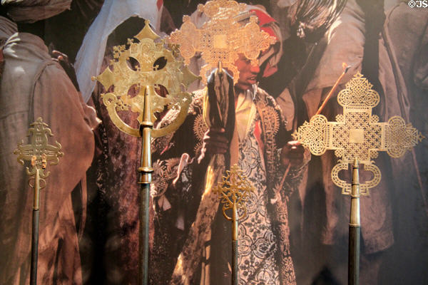 Ethiopian processional crosses (13th-19thC) at Yale University Art Gallery. New Haven, CT.