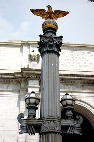 Lamp stand with eagle at Union Station. Washington, DC.