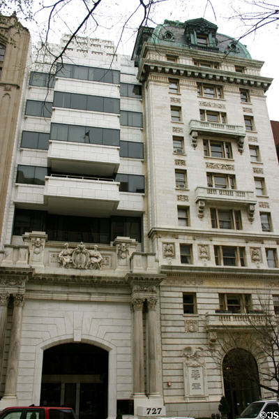 W. B. Hibbs & Co / Folger Building (1906-8) (725-7 15th St. NW) with modern infill. Washington, DC. Style: Beaux arts. Architect: Jules Henri de Sibour. On National Register.