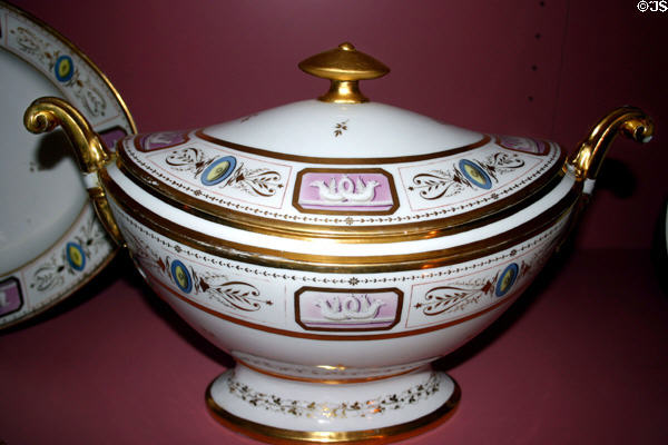 Formal dinner service used in White House of President John Adams made by La Courtille factory of Paris in American History Museum. Washington, DC.