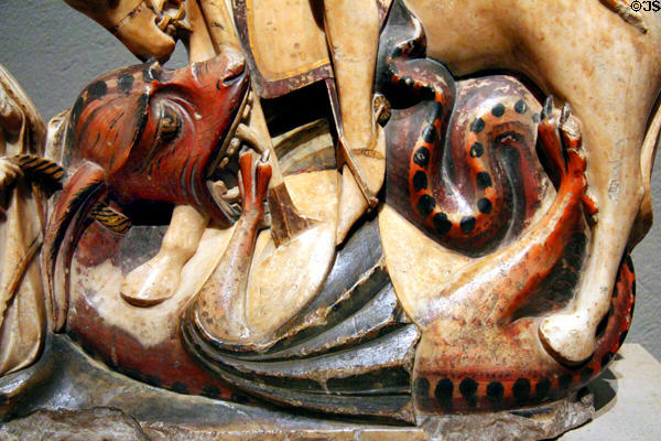 Detail of St George & the Dragon alabaster sculpture (c1375-1420) from England at National Gallery of Art. Washington, DC.