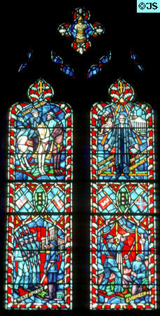 National Cathedral stained glass windows of American Civil War soldiers. Washington, DC.