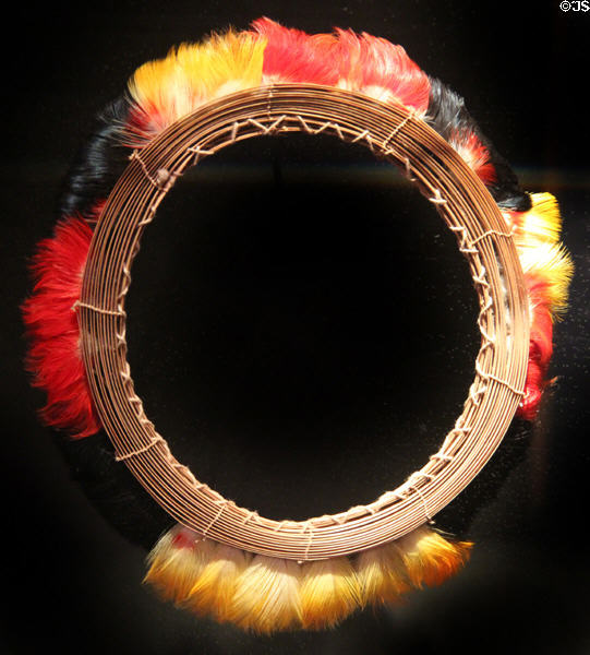 Maina feather headdress (c1925) from Amazon region of Brazil at National Museum of the American Indian. Washington, DC.